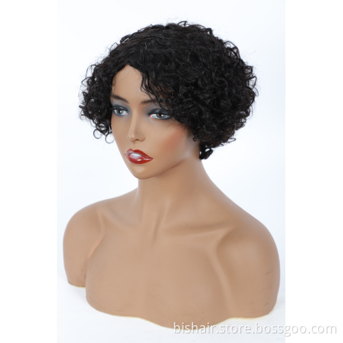 High Quality Wholesale Women'S Full Machine Made Wigs 100% Kinky Curly Human Hair Wigs Black Color